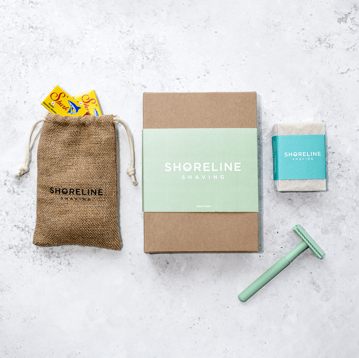 Shaving Kit with Metal Razor - Mint Green | Shoreline Shaving | Life Before Plastic